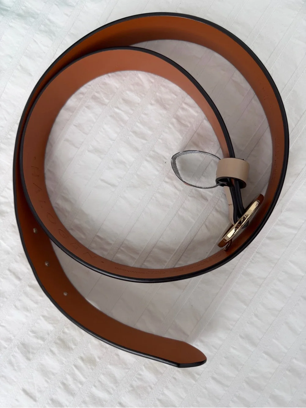 Classic Nude Leather Belt with Gold Round Buckle Small classic minimalist preppy